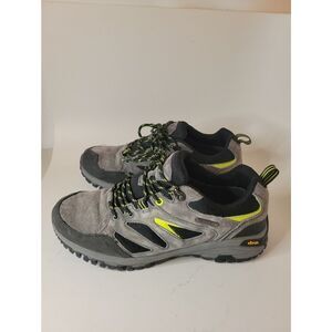 Thunder Extreme Gray And Black Suede Trail Sneakers with Neon Yellow Accents